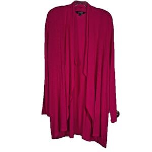 Ellen Tracy Women's Light & Flowy‎  Duster Cardigan Fushia Pink Size L Large
